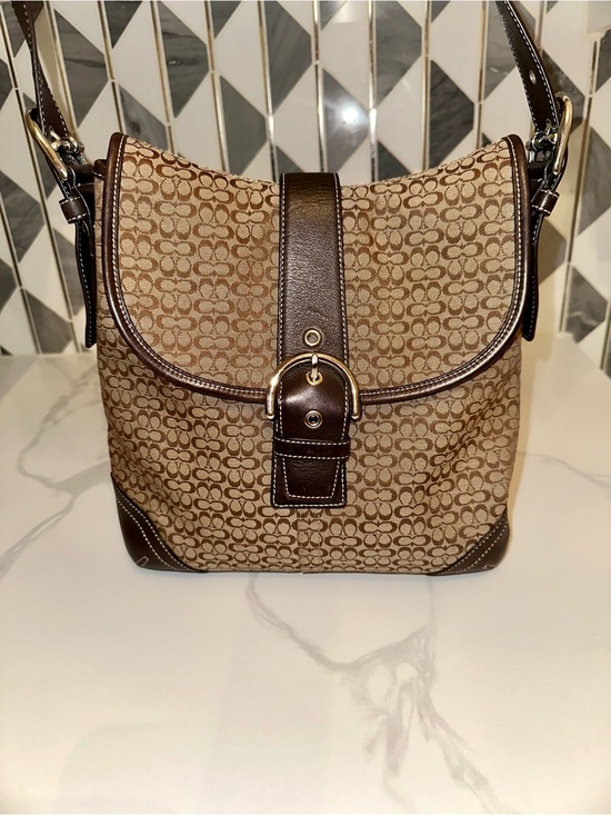 Coach Handbags - Vintage Y2K Coach Soho Signature Flap Bag in Brown Canvas/Leather